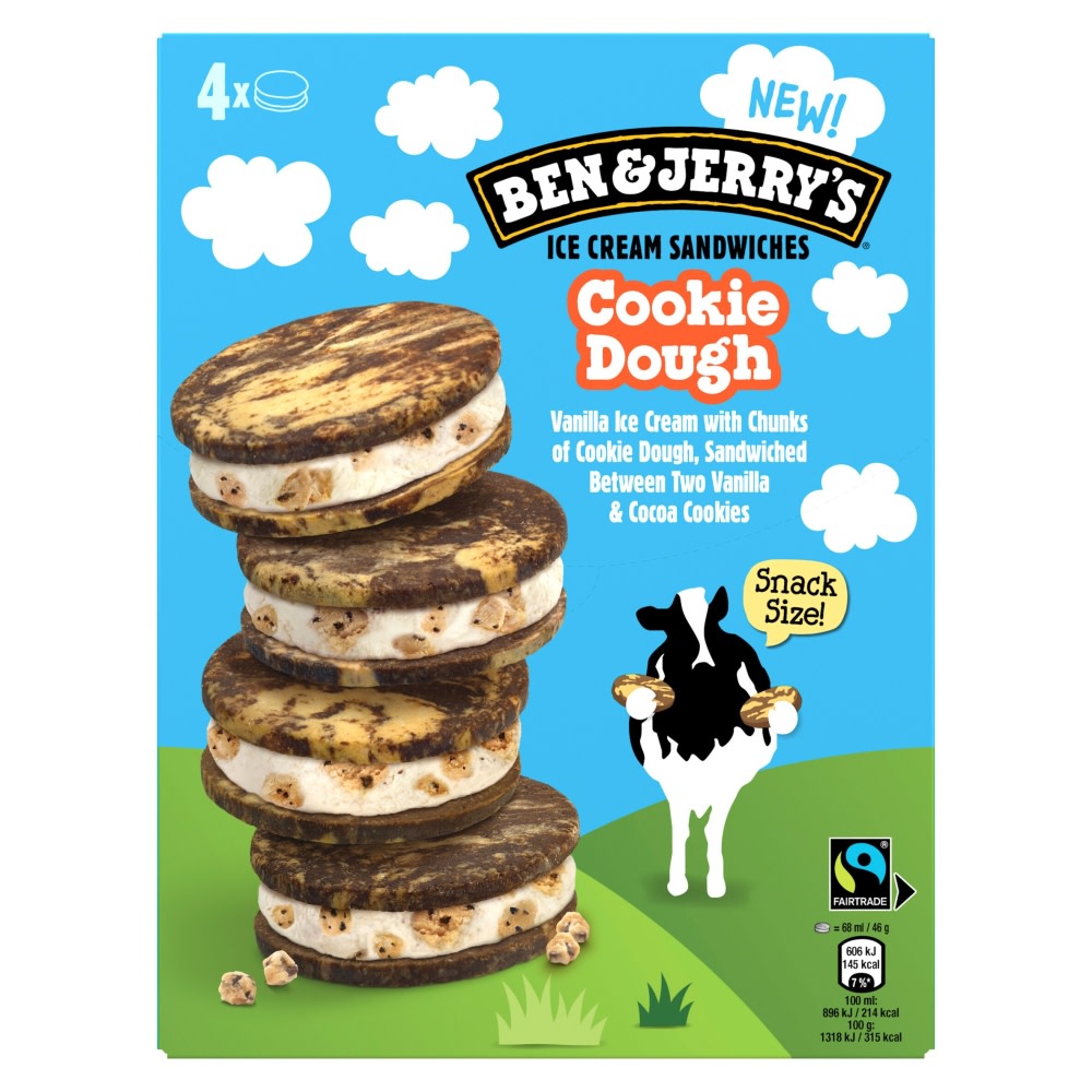 Ben & Jerry's Cookie Dough Ice Cream Sandwich Multipack 4 x 68ml