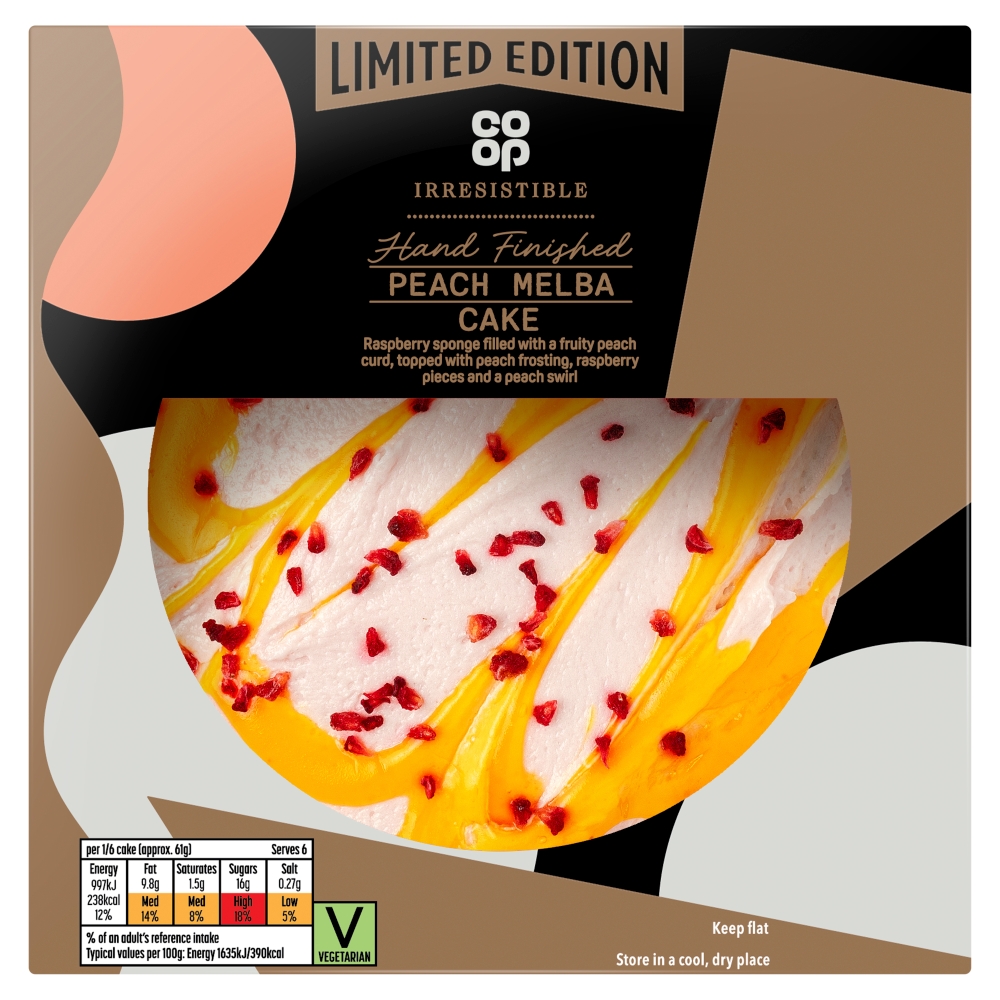 Co-op Irresistible Limited Edition Hand Finished Peach Melba Cake