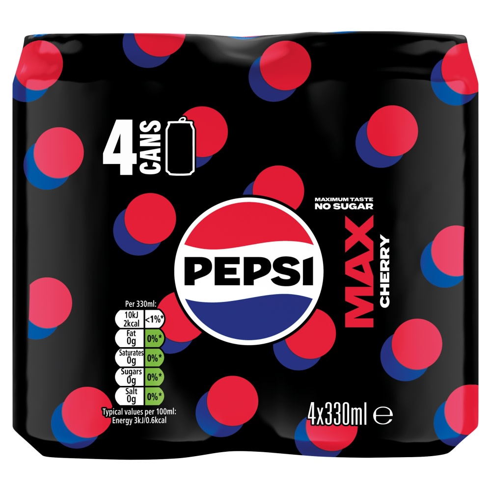 Pepsi Max No Sugar Cola Cans 8x330ml