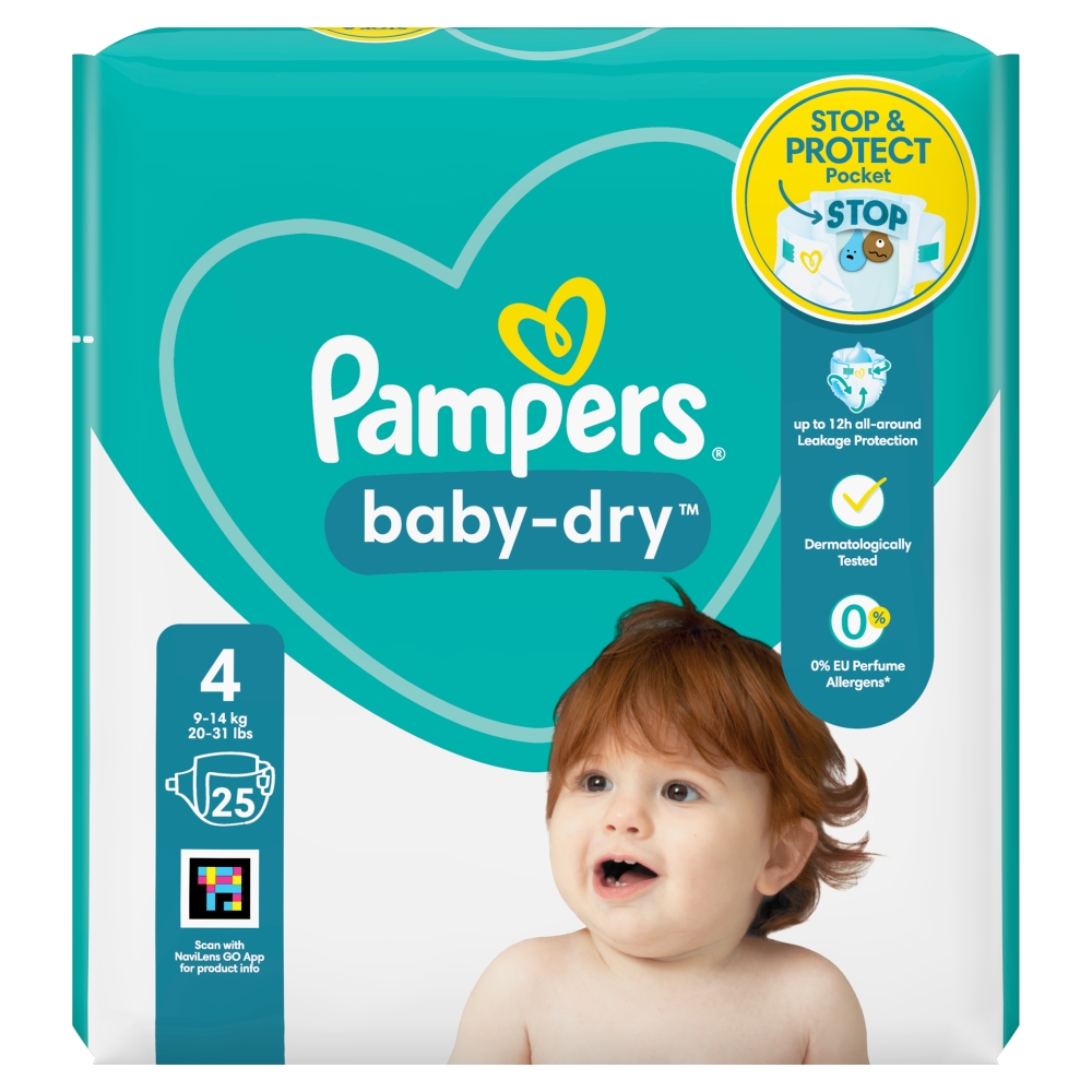 Pampers Baby-Dry Size 4, 9-14kg, 25 Nappies : : Baby
