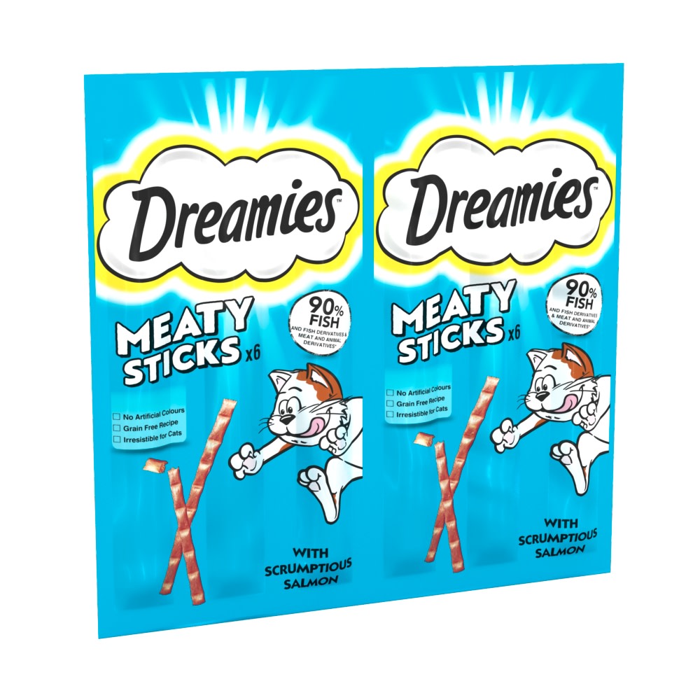 DREAMIES™ Meaty Sticks Adult Cat Treats with Scrumptious Salmon 30g