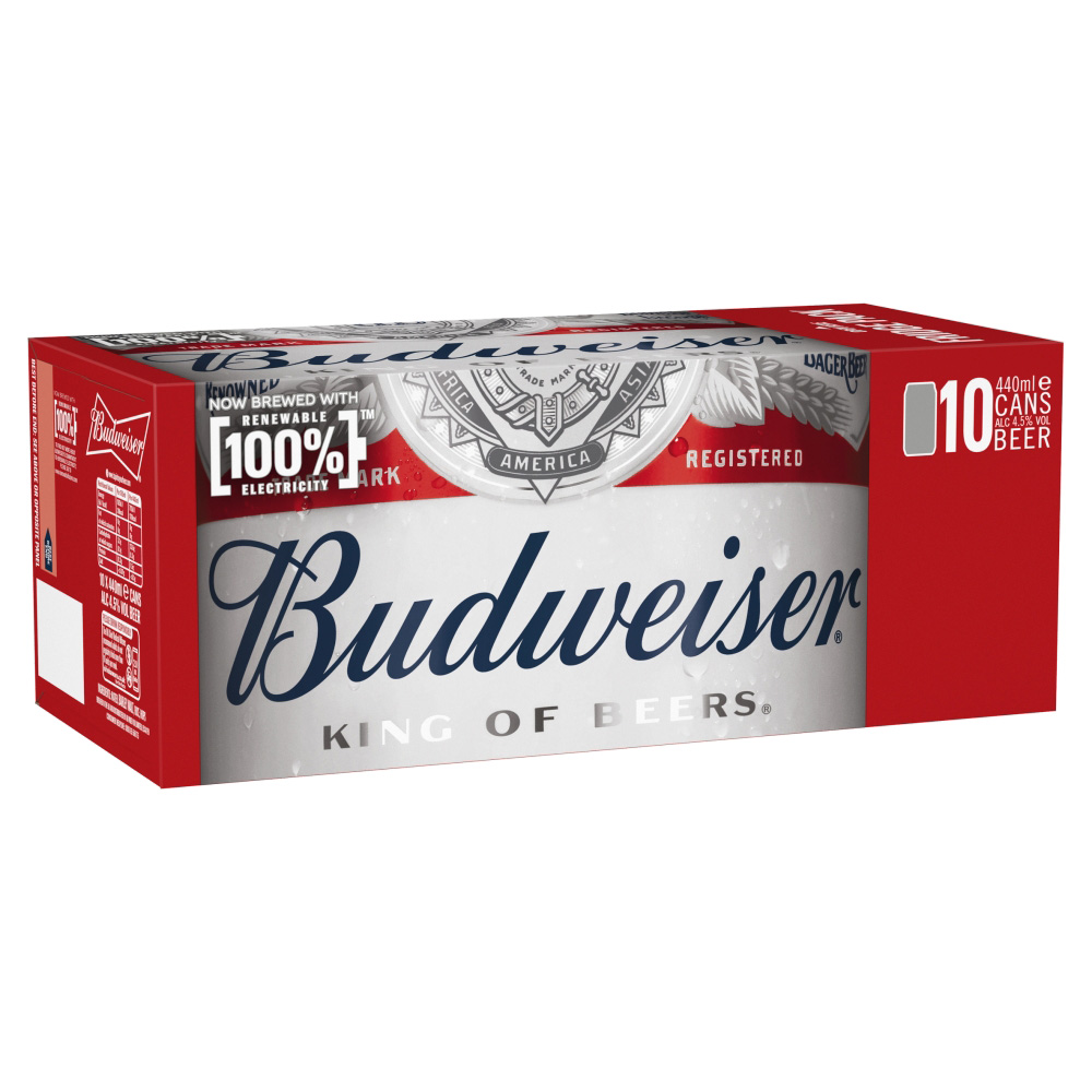 Budweiser Cans 10x440ml - Co-op