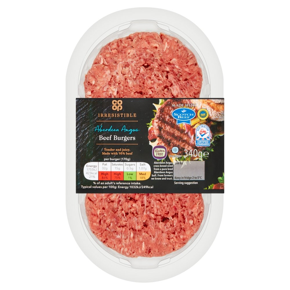 Co-op Irresistible Aberdeen Angus Beef Burger 340g - Co-op