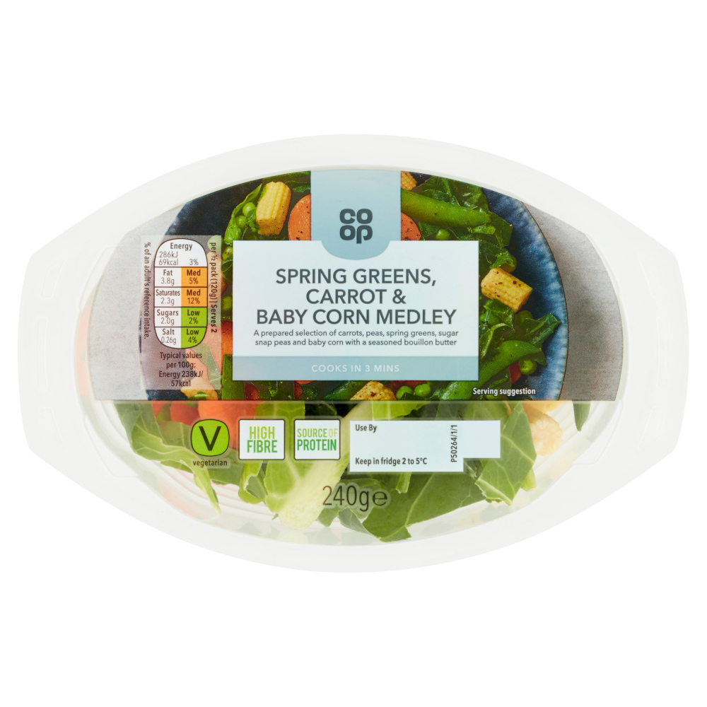 Coop Spring Greens Carrot & Baby Corn Steamer 240g Coop