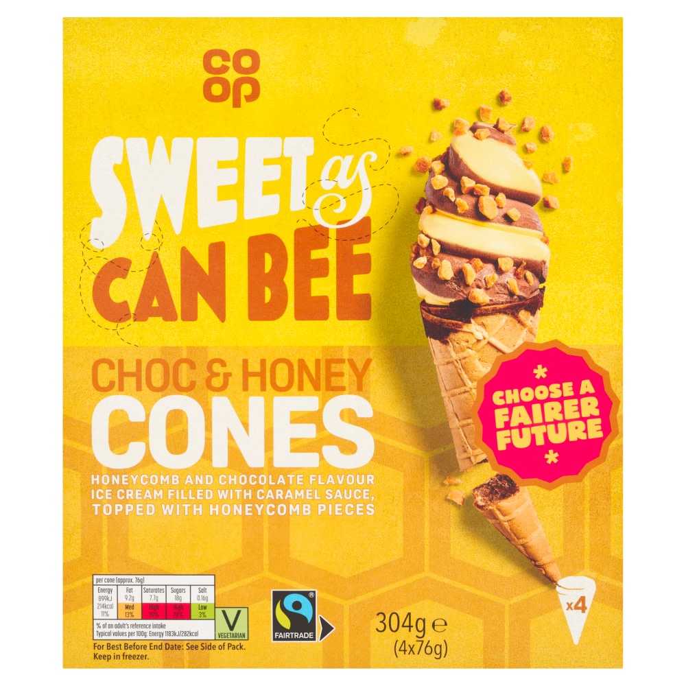 Co-op Sweet As Can Be Choc & Honey Cones