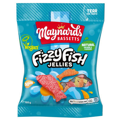 Maynards Bassetts Vegan Friendly Fizzy Fish Jellies Sweets Bag 160g