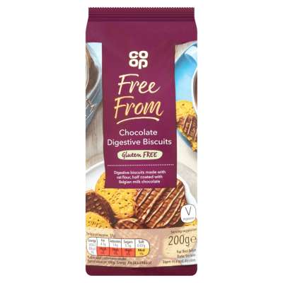 Co-op Free From Half Coated Milk Chocolate Digestives 200g - Gluten Free