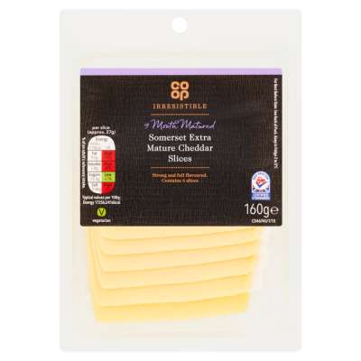 Co-op Irresistible Somerset Extra Mature Cheddar Cheese Slices 160g