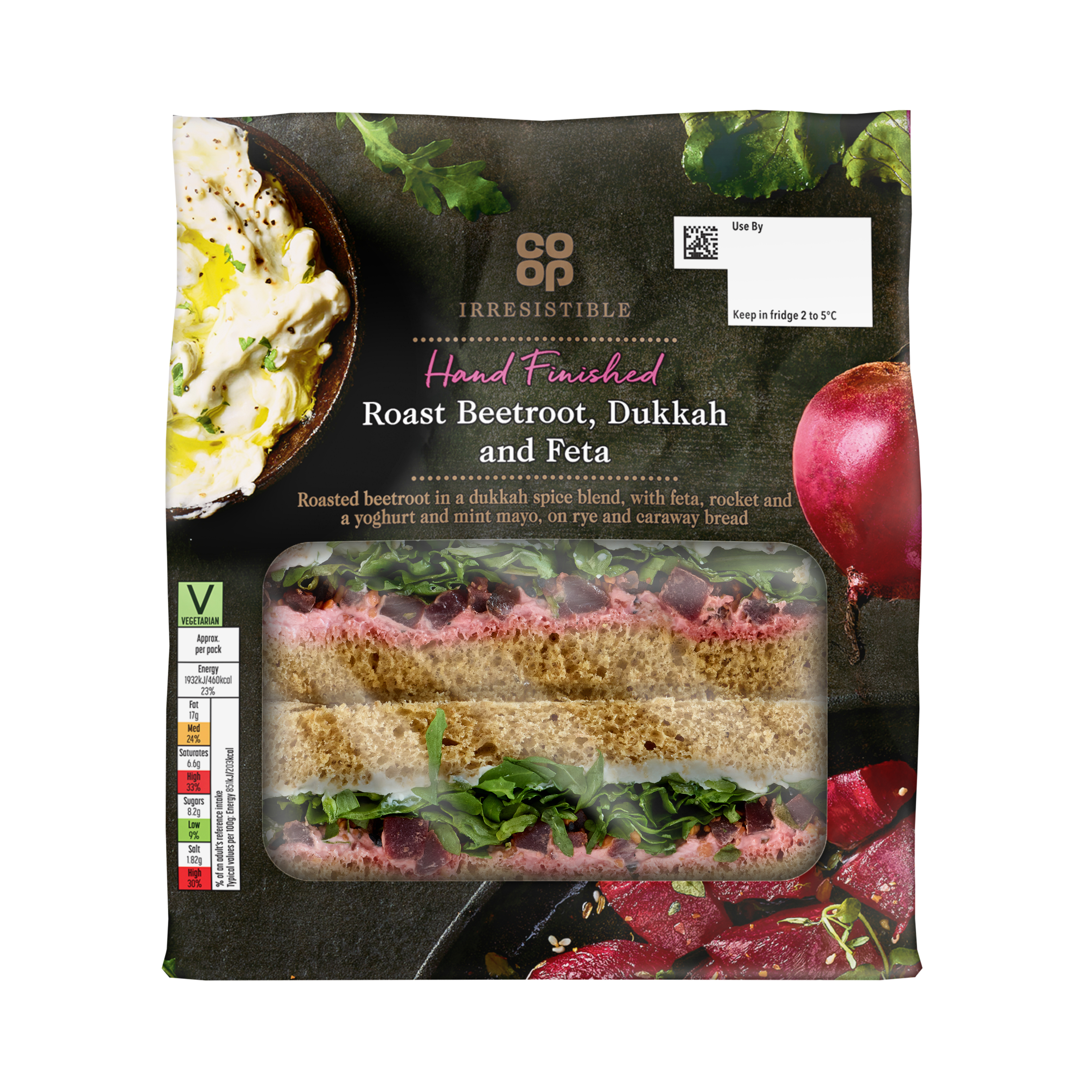 Co-op Irresistible Roast Beetroot, Dukka & Whipped Greek Feta Sandwich