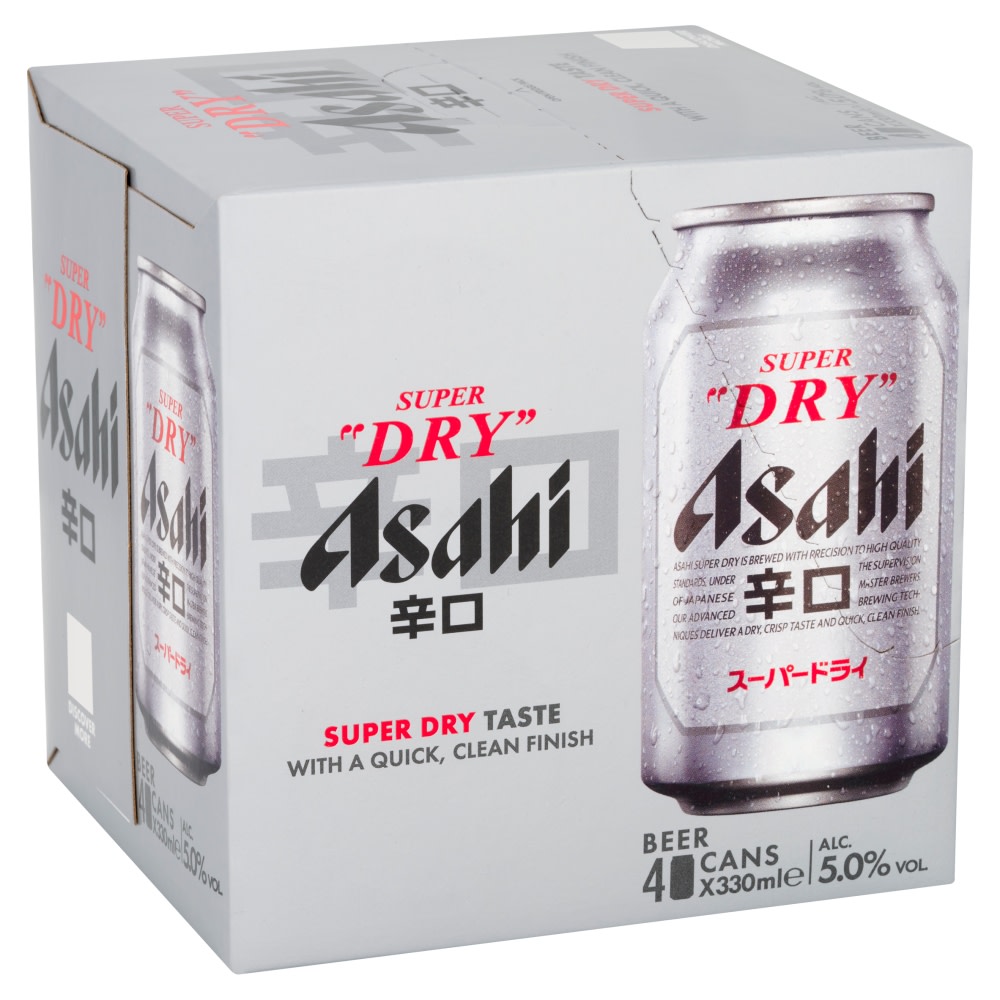 Asahi Super Dry Beer Lager Bottles 4x330ml