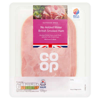 Co-op British Outdoor Bred No Added Water Smoked Ham 120g