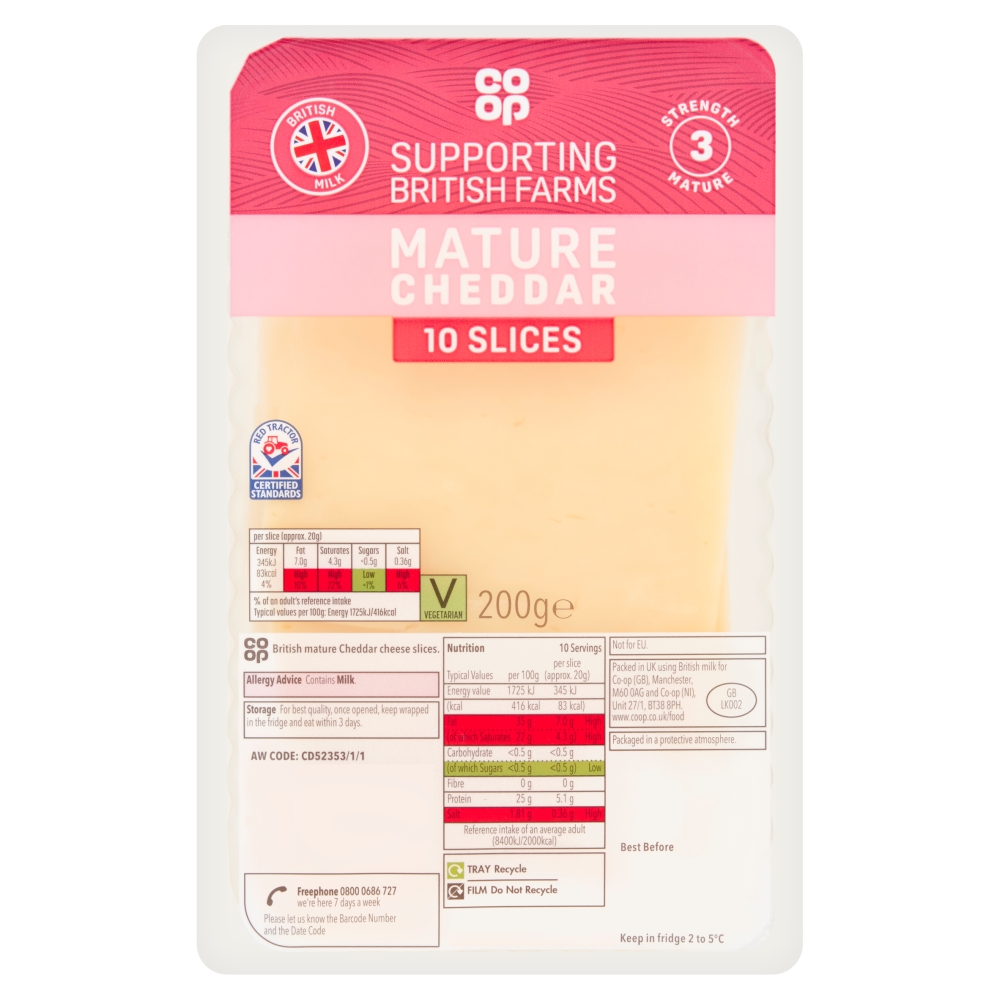 Co-op Mature Cheddar 10 Slices 200g