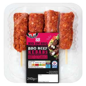 Co-op British Sweet & Smoky BBQ Beef Kebabs 240g