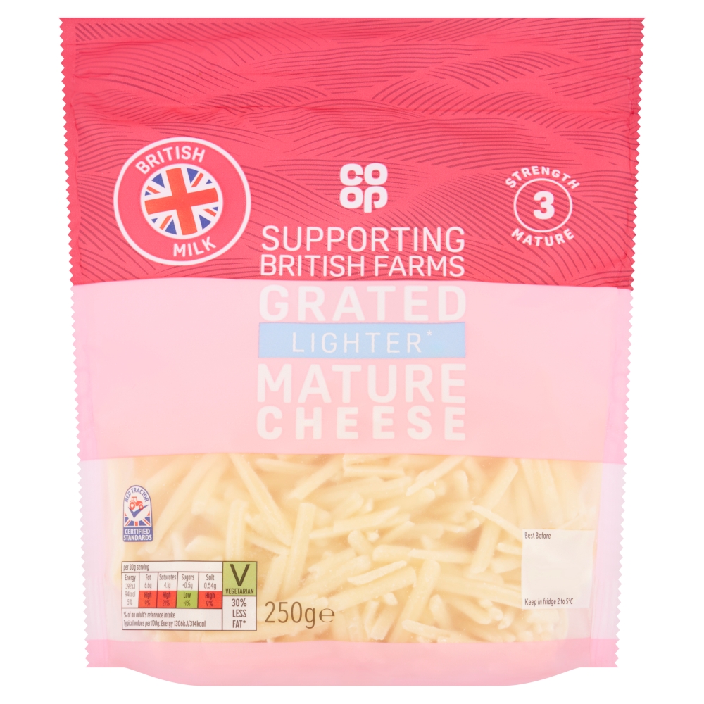 Co-op British Grated Lighter Mature Cheddar 250g