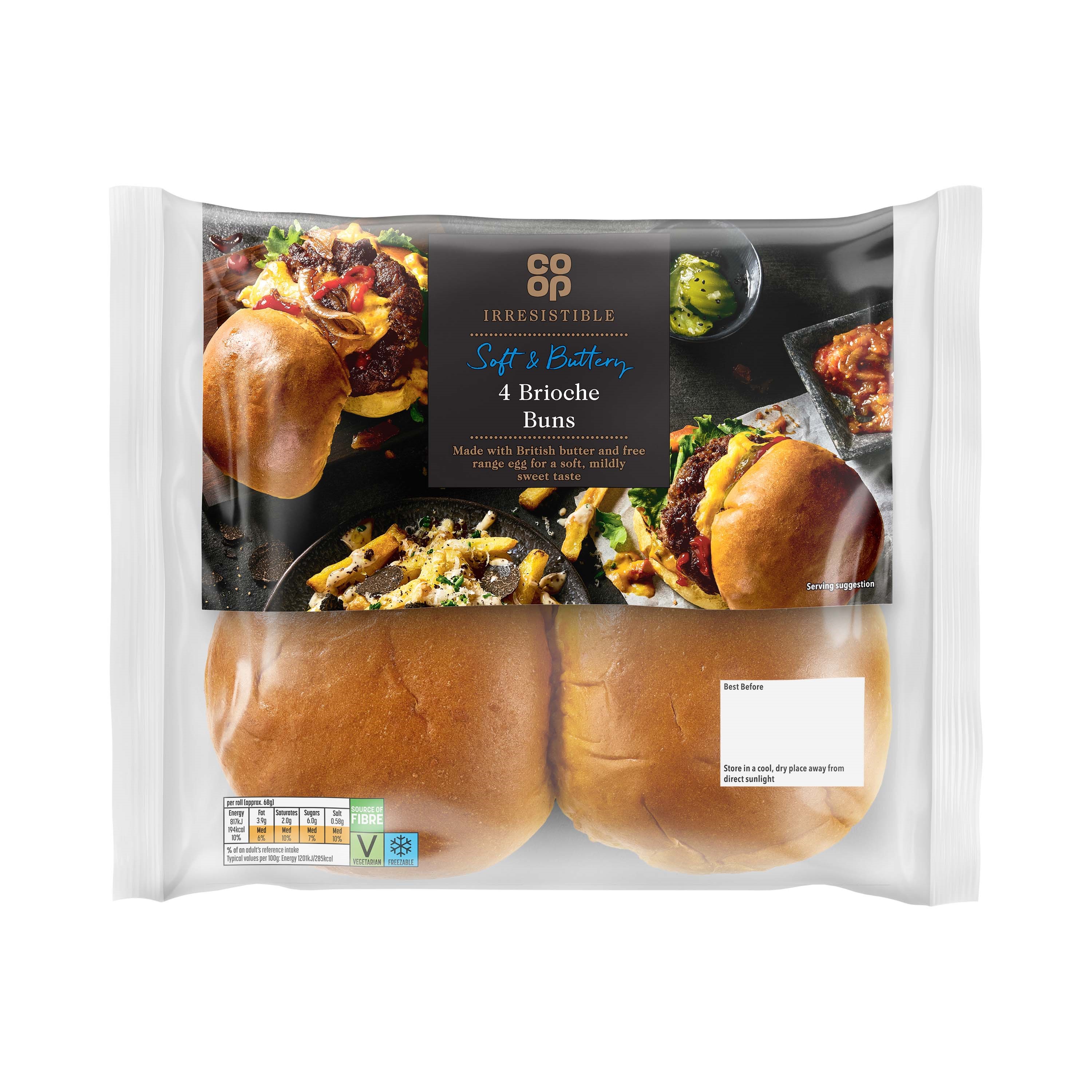 Co-op Irresistible Brioche Rolls 4pk