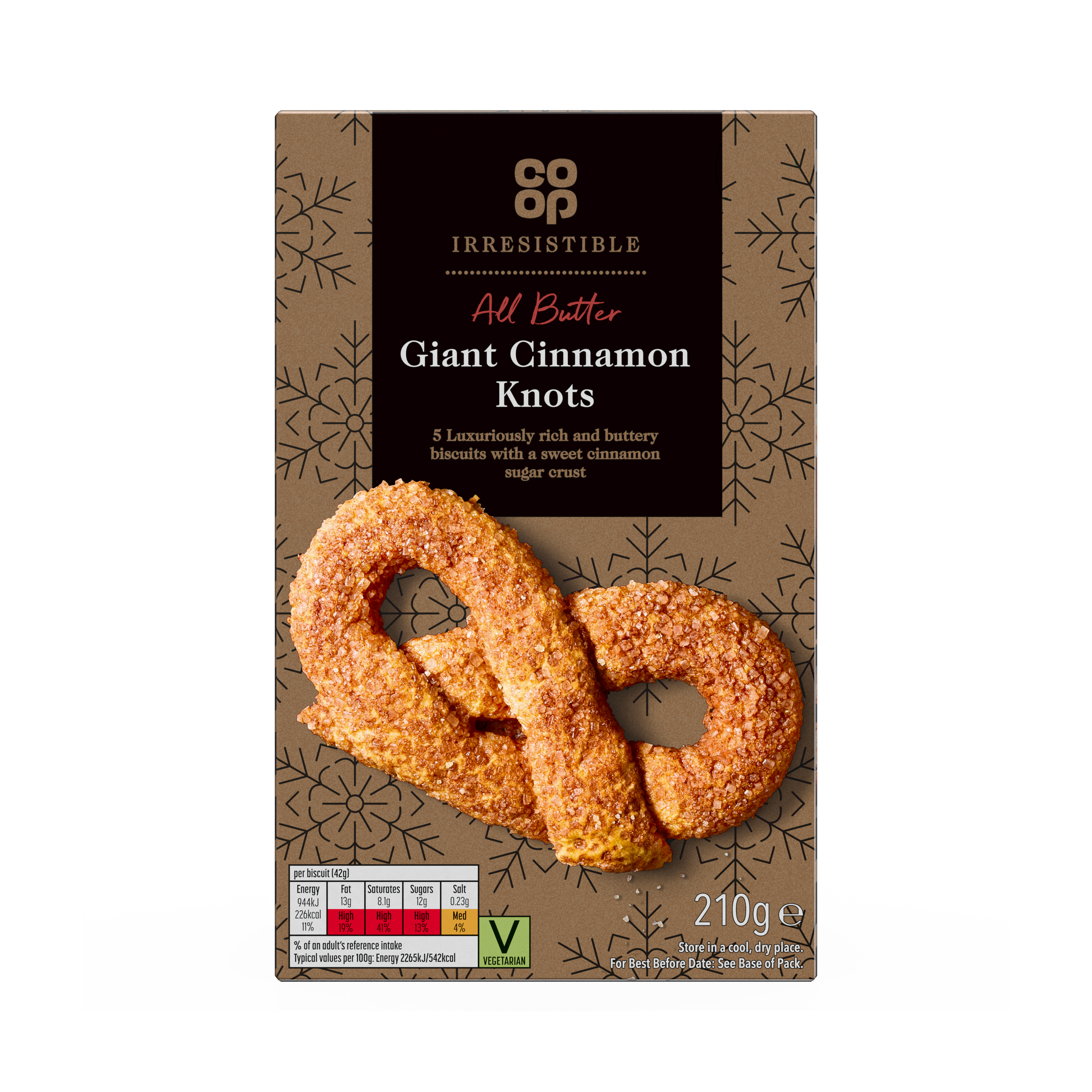 Co-op Irresistible 5 Giant Cinnamon Sugar Knots 210g