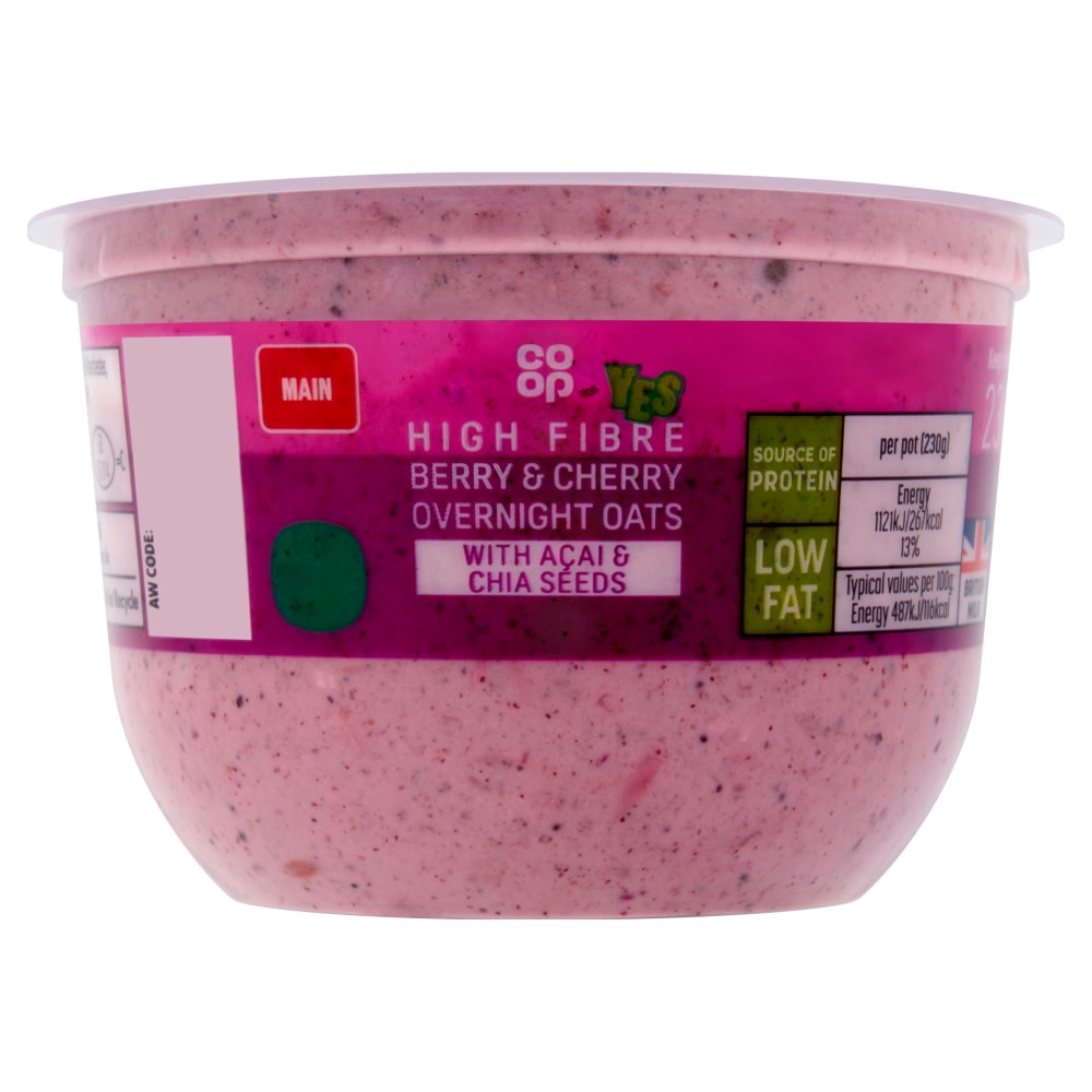 Co-op High Fibre Berry & Cherry Overnight Oats 230g