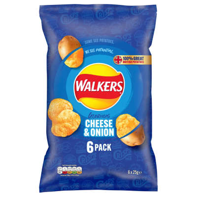 Walkers Cheese & Onion Crisps 6x25g