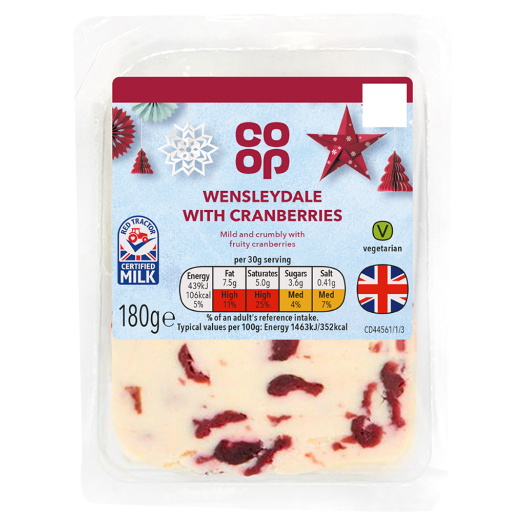 Co Op Wensleydale With Cranberries 180g Co Op