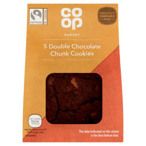 Co-op Bakery 5 Double Chocolate Chunk Cookies