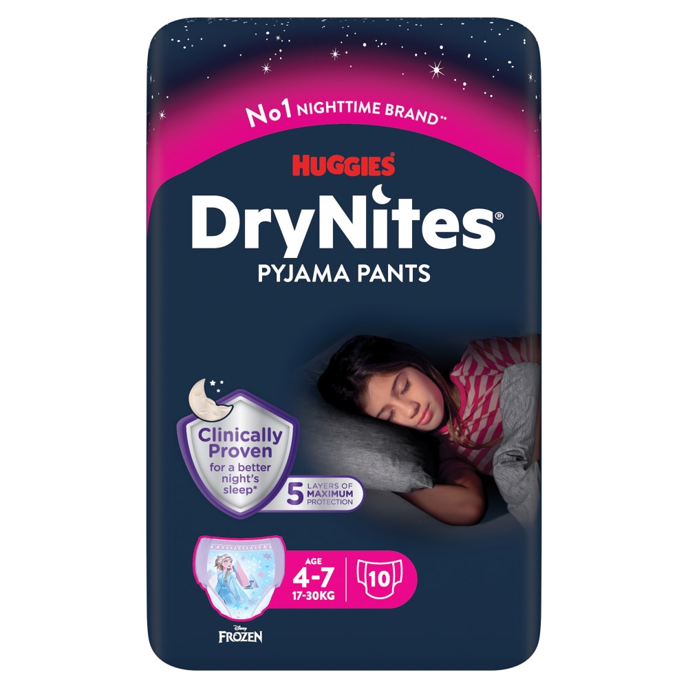 Huggies Drynites 4 to 7yr Girls Pyjama Pants 10pk