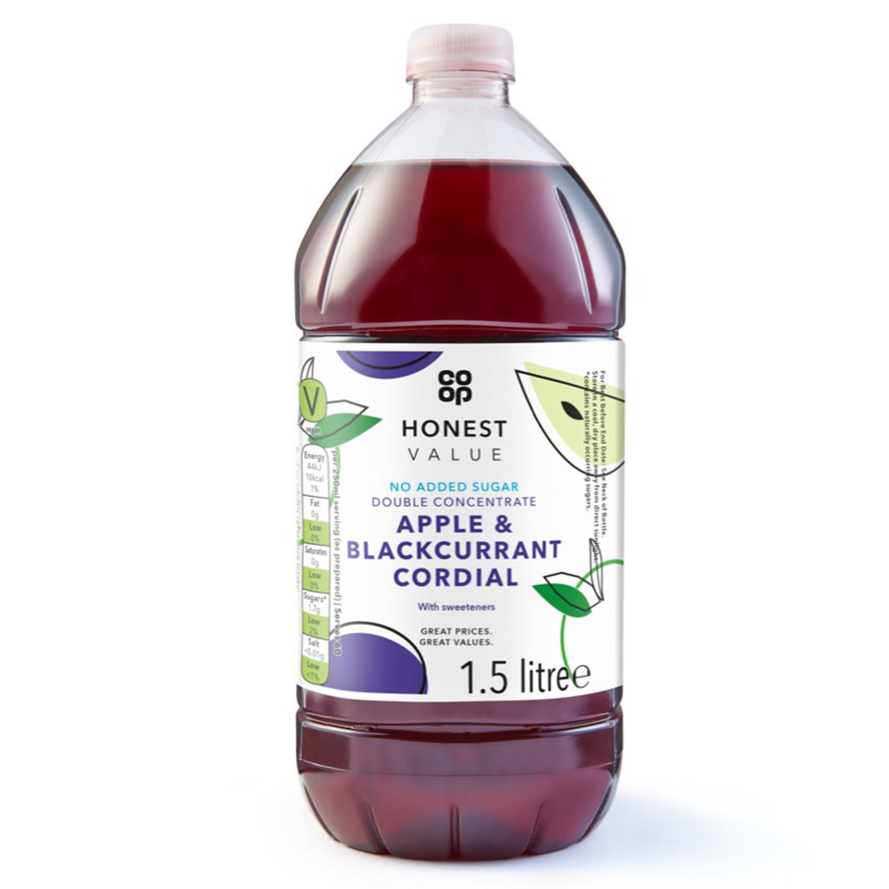Coop Honest Value Apple & Blackcurrant Cordial 1.5 Ltr