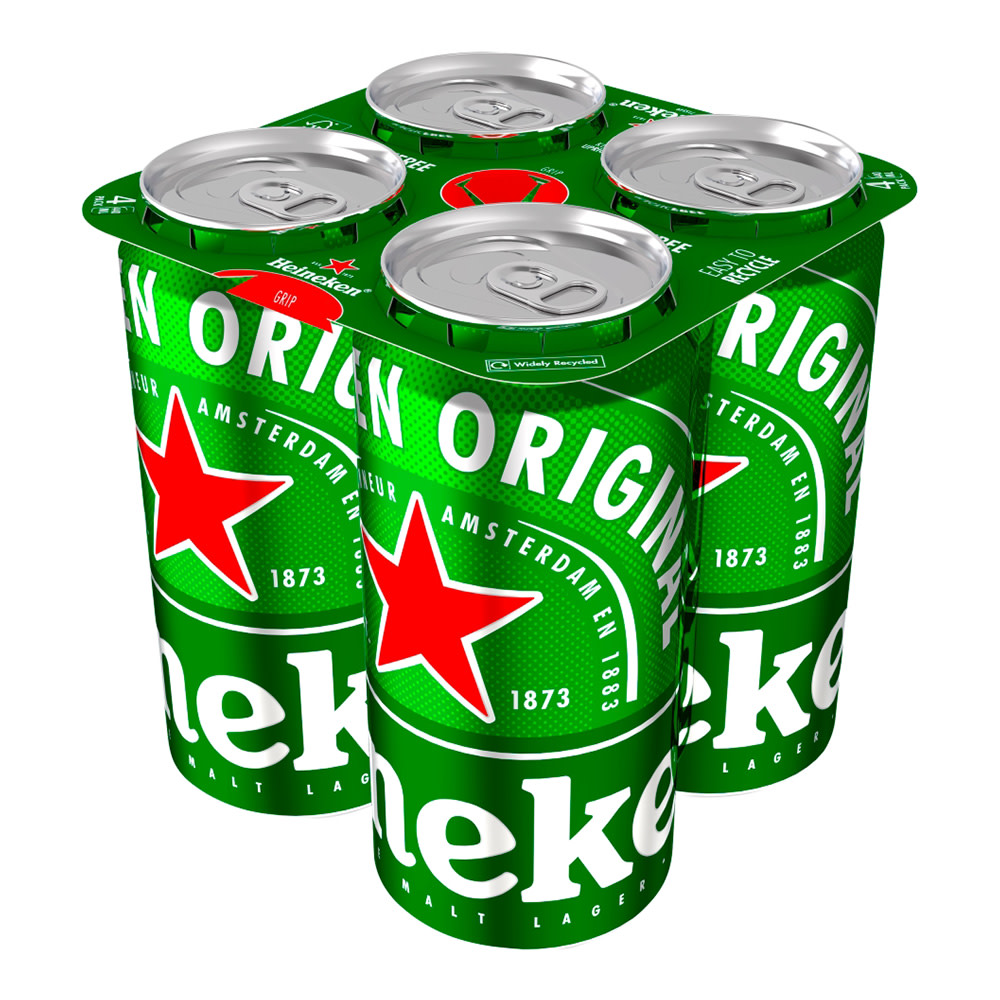 Heineken Original Premium Lager Beer 5% ABV Pint Can 4x568ml