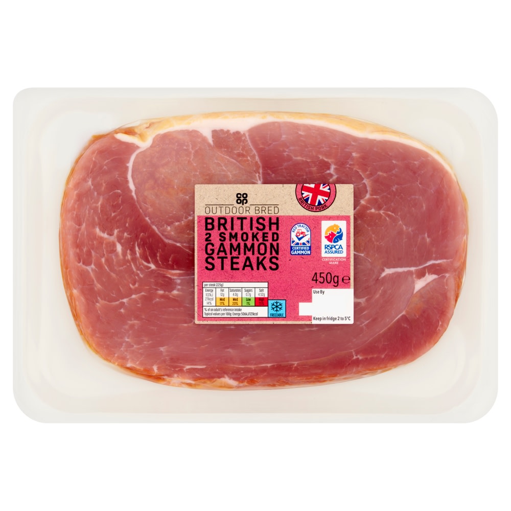 Co-op Outdoor Bred 2 British Unsmoked Gammon Steaks 420g