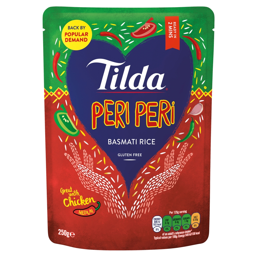 TILDA STEAMED BASMATI PERI PERI RICE 250g      