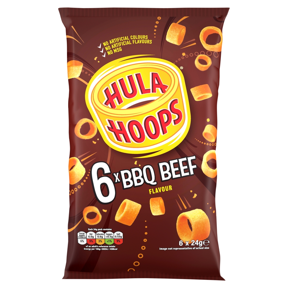 Hula Hoops BBQ Beef 6 Pack 6x24g
