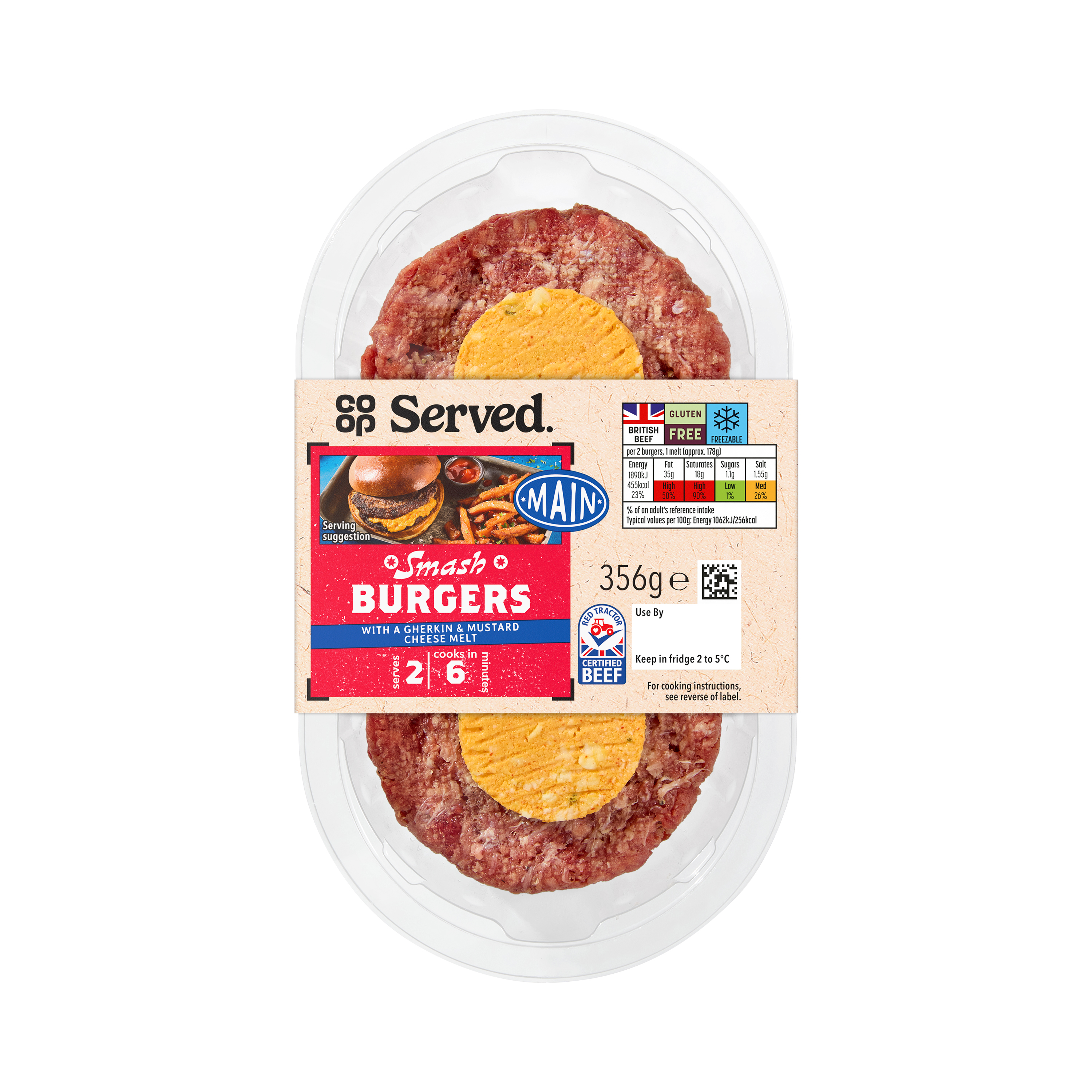 Co-op Smash Burgers with American Cheese 356g