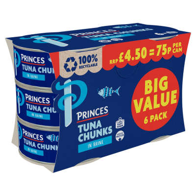 Princes Tuna Chunks in Brine 6 Pack