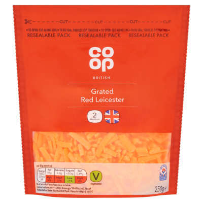 Co-op British Grated Red Leicester 250g