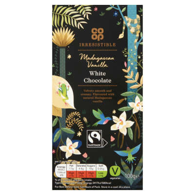Co-op Irresistible Fairtrade White Chocolate Bar 100g