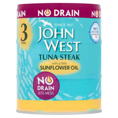 John West No Drain Tuna Steak with a Little Sunflower Oil 3x110g