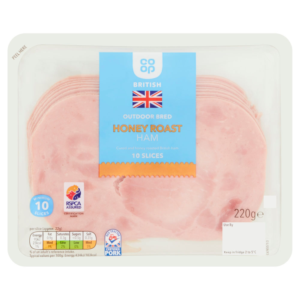 Co-op British Outdoor Bred Honey Roast Ham 10 Slices 220g - Co-op