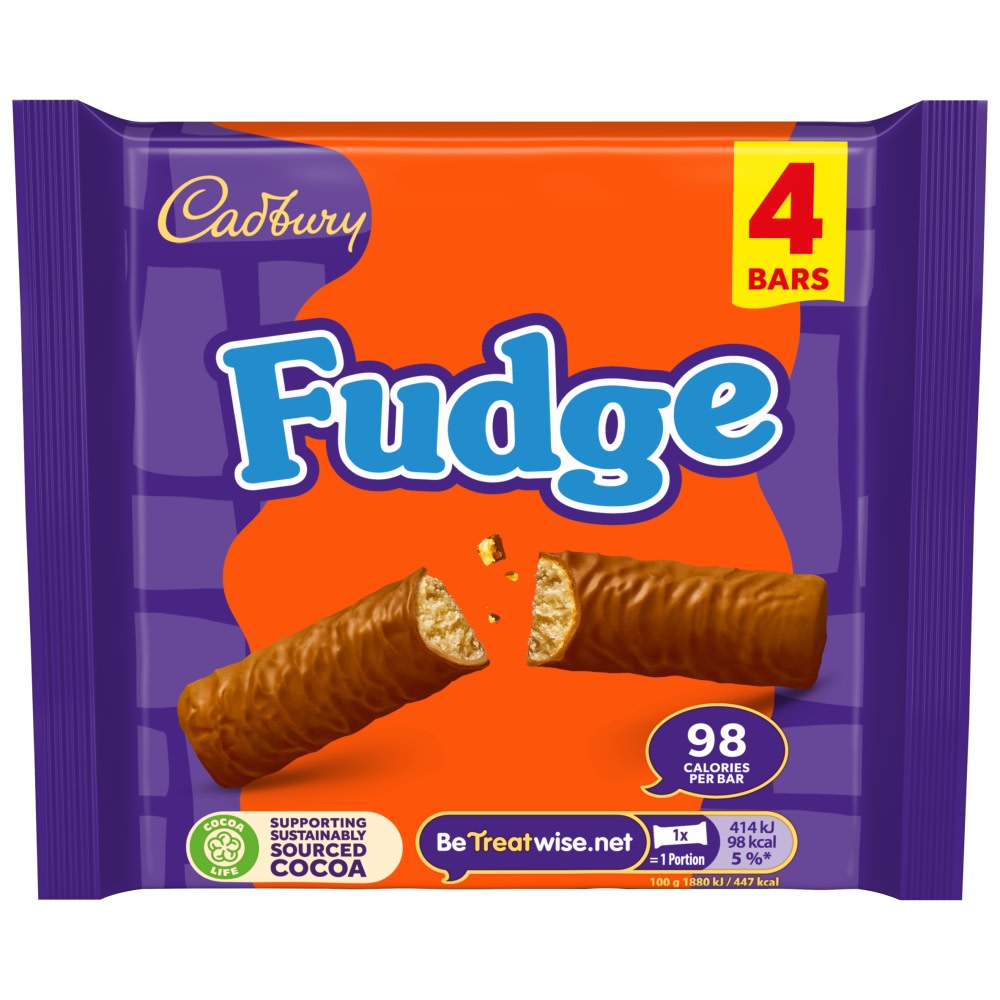 Cadbury Fudge Kids Chocolate Bar Multipack 4 Pack 4 x 22g