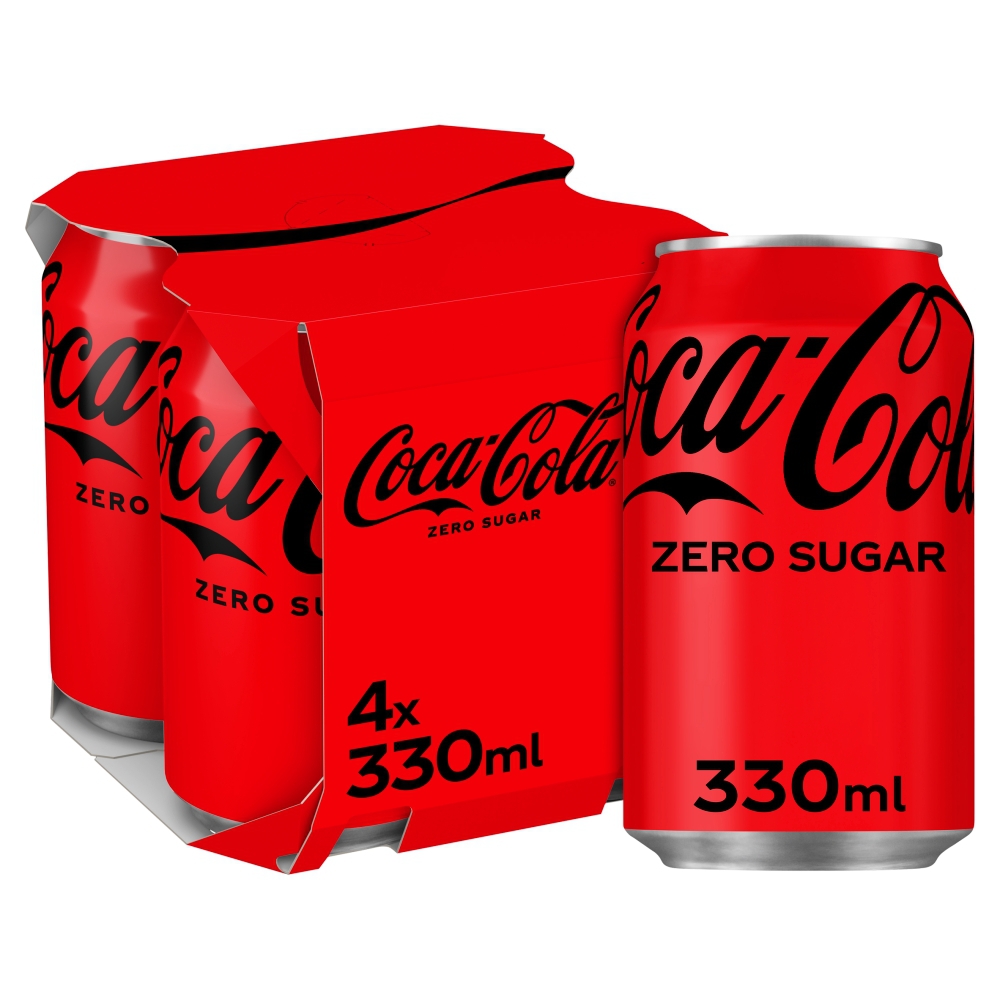 Coca Cola Zero Sugar Glass Bottle 4x250ml - Co-op