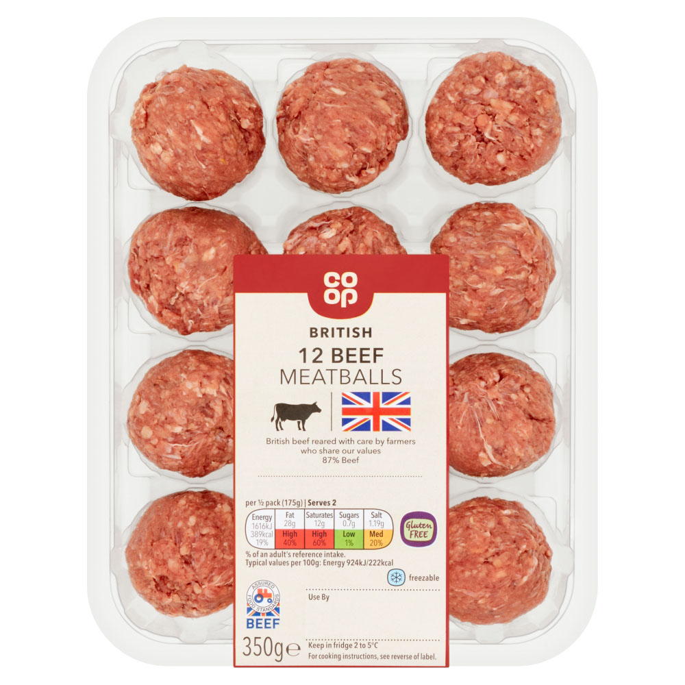 Co Op British 12 Beef Meatballs 350g Co Op