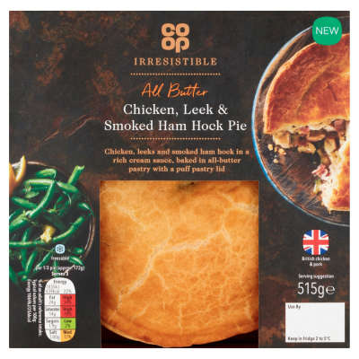 Co-op Irresistible All Butter Chicken Leek & Smoked Ham Hock Pie 515g