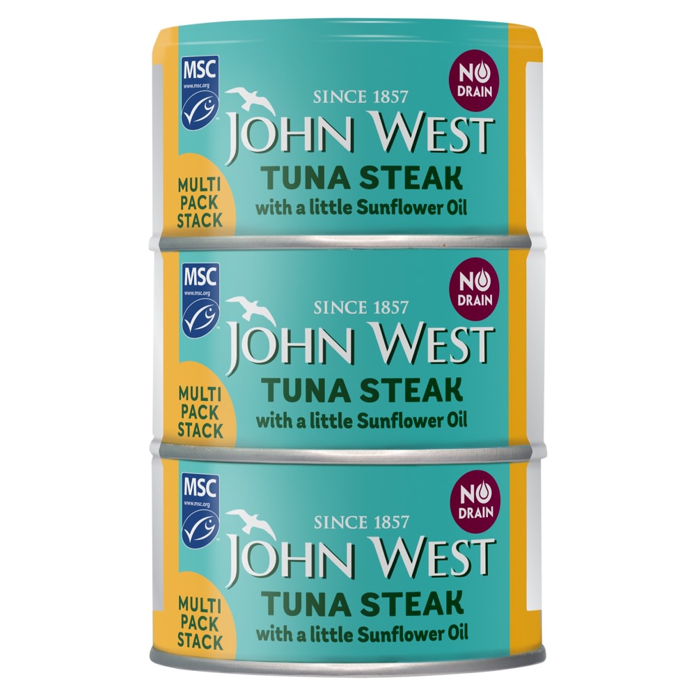 John West No Drain Fridge Pot Tuna Steak with a Little Sunflower Oil 3x110g