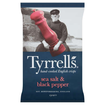 Tyrrells Sea Salt and Black Pepper Potato Chips 150g