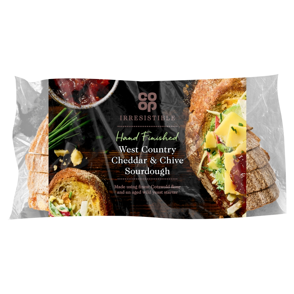 Co-op Irresistible Cheese & Chive Sliced Sourdough 500G