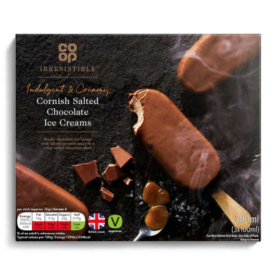 Co-op Irresistible Indulgent & Creamy Cornish Salted Chocolate Ice Creams 3x100ml (300ml)