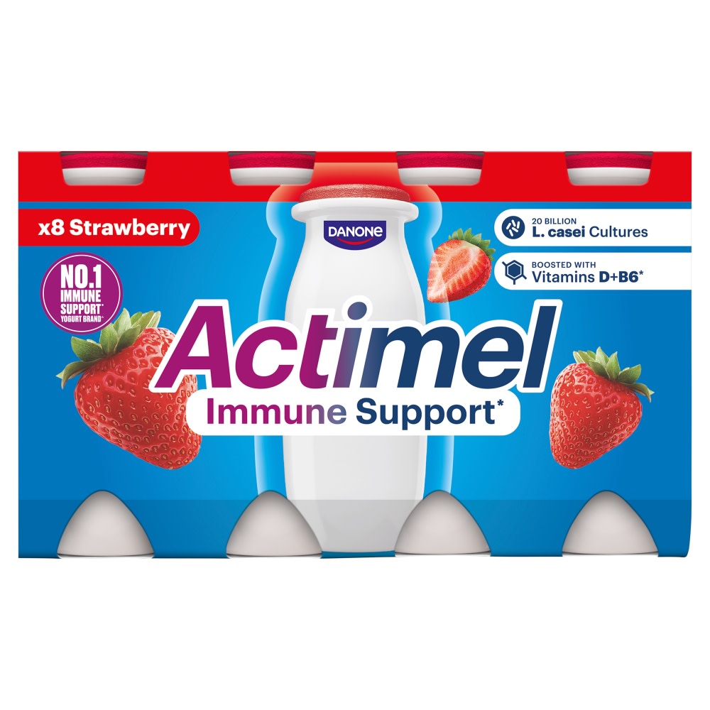 Actimel Strawberry Fat Free Immune Support Yoghurt Drink Multipack