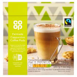 Co-op Fairtrade Cappuccino Coffee Pods 184g