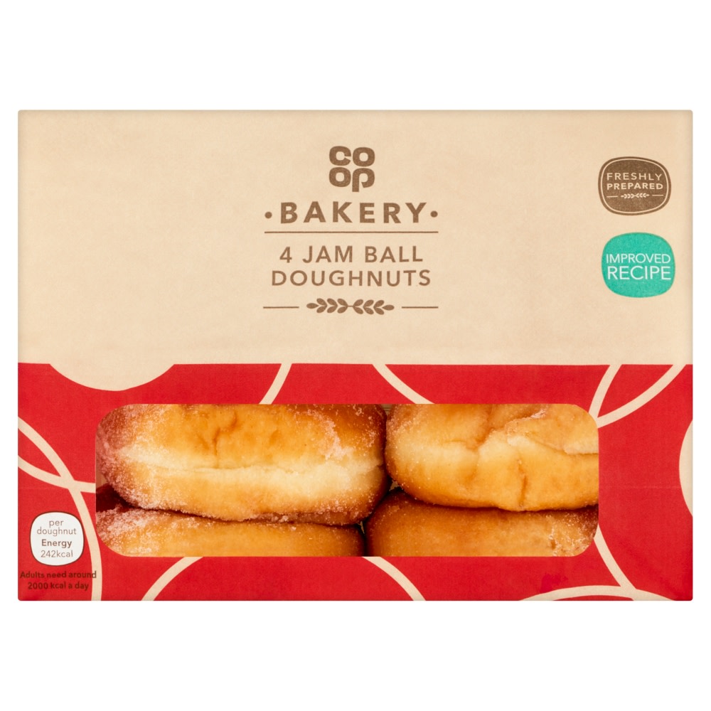 Co-op Bakery Jam Ball Doughnut 4 Pack