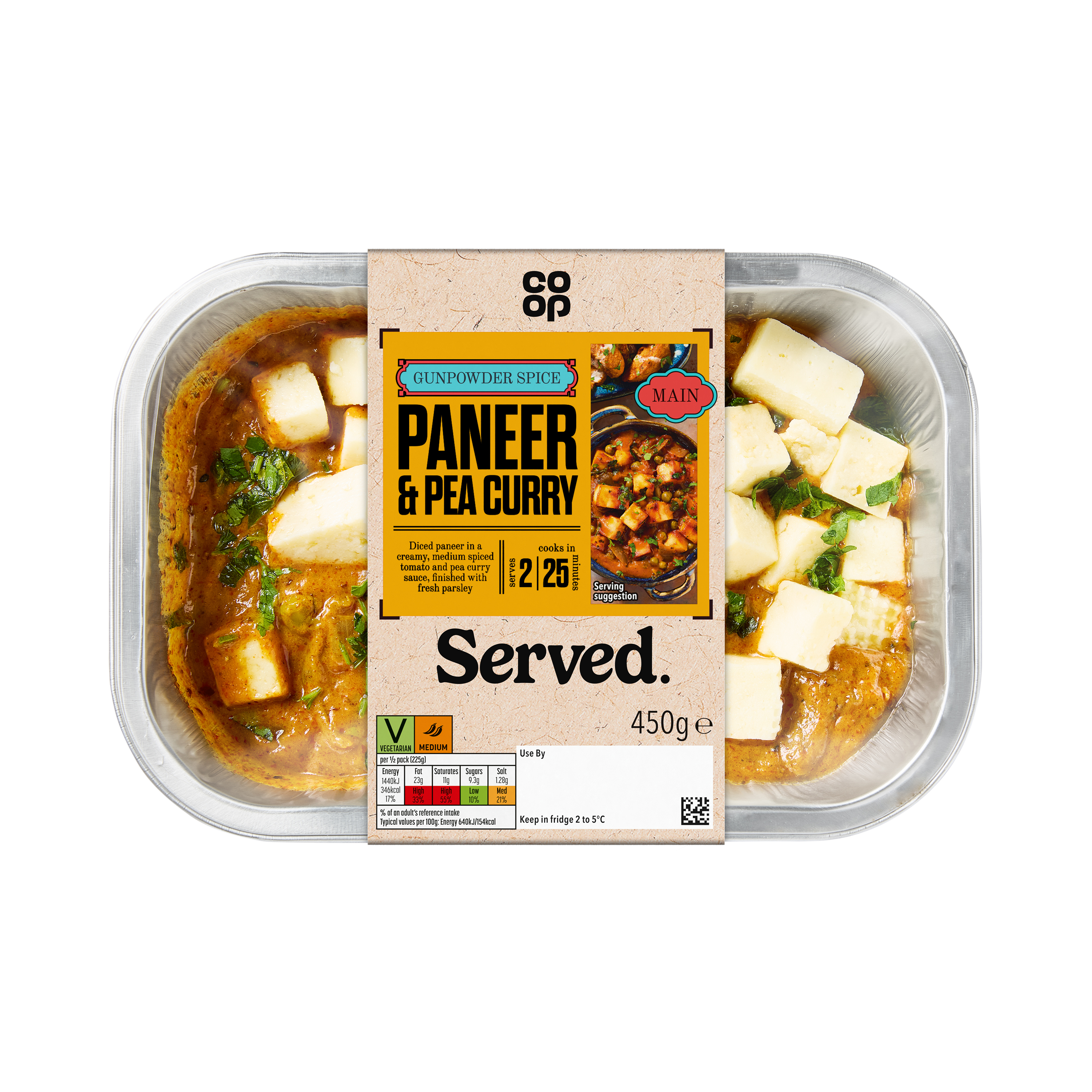 Coop Served Paneer & Pea Curry 450G   