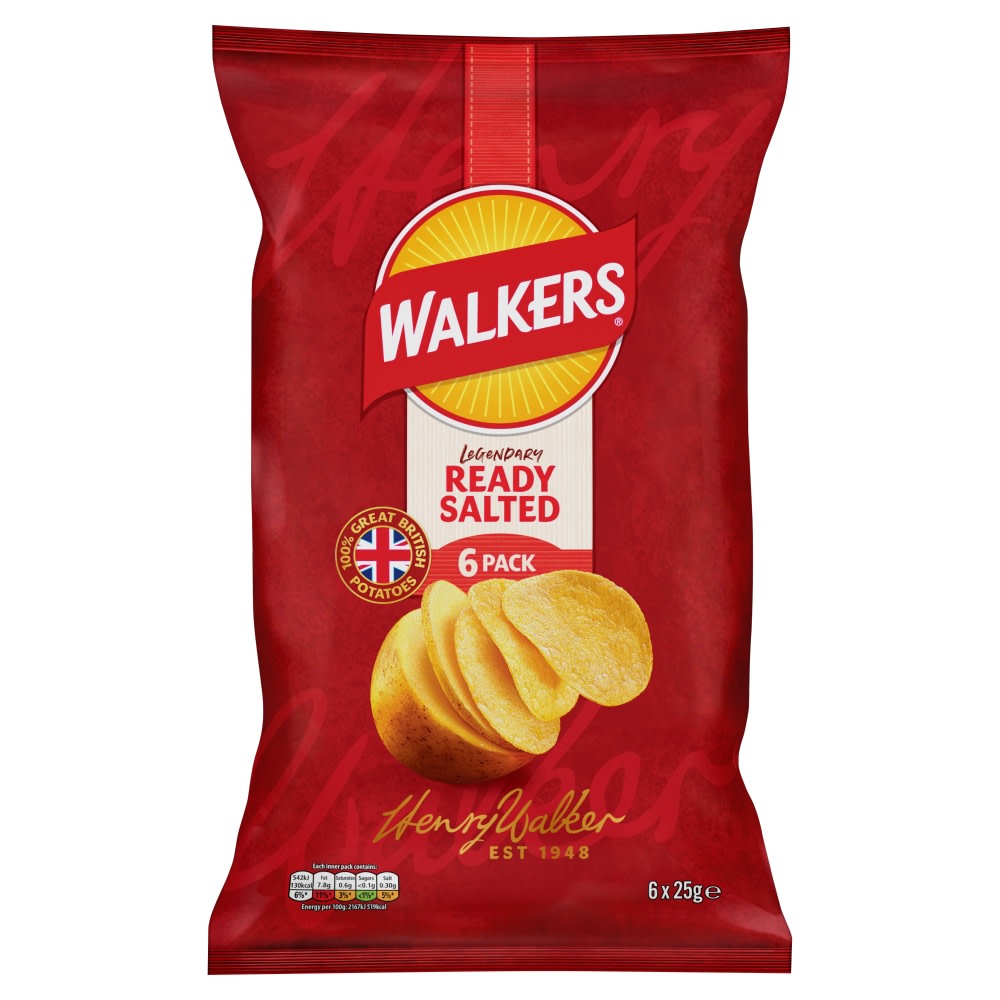 Walkers Ready Salted Crisps Multipack 6x25g