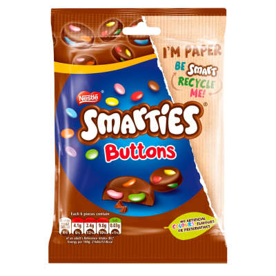 Smarties Buttons Milk Chocolate Sharing Bag 90g